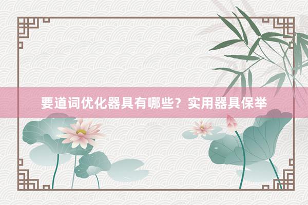 要道词优化器具有哪些？实用器具保举